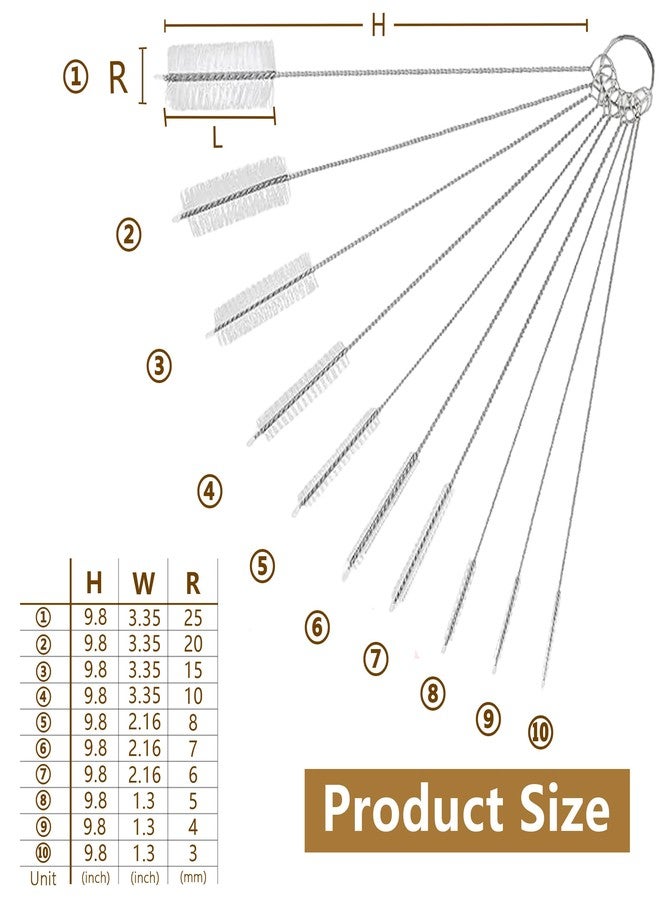CIDYAUST Straw Cleaner Brush Set,10Pcs 9.8 Inch Long Straw Brush,Nylon Pipe Tube Cleaner with 10 Different Diameters.Bottle Brush for Baby Bottle,Tumbler,Sippy Cup and Sinks. - Image 2